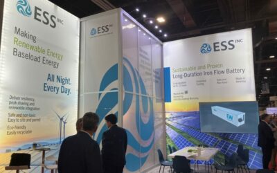 ESS Inc at the RE+ 2023 trade event this week in Las Vegas, US.  Image: Andy Colthorpe / Solar Media