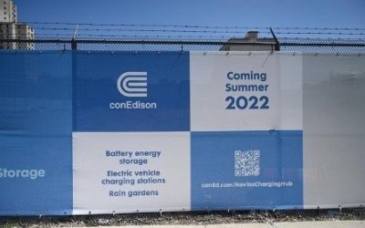 An EV charging site under construction in New York which will be paired with onsite battery energy storage. Image: PR Newsfoto / Consolidated Edison.