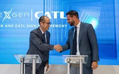 FlexGen CEO Kelcy Pegler at the 2022 signing of a mutli-year supply deal with CATL. The company said the CES acquisition opens it up to new OEM supply partnerships. Image: FlexGen.