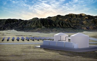 Rendering of how the Fort Carson project will look, with solar PV array in background. Image: US Army / Lockheed Martin