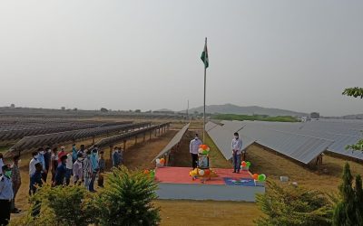 Hero Future Energies hosting an India Republic Day celebration at one of its solar PV plants earlier this year. Image: Hero Future Energies via Twitter.