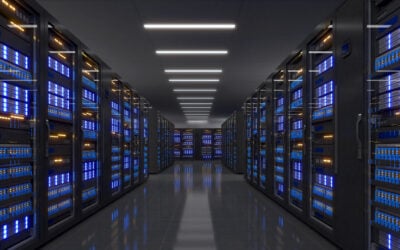Shot of Data Center With Multiple Rows of Fully Operational Server Racks. Modern Telecommunications,Data center cooling,server room,3d rendering