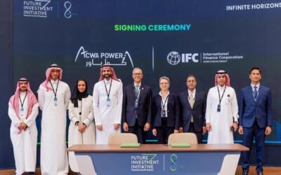 Signing of the agreement between the International Finance Corporation and ACWA Power. Image: Future Investment Initiative.