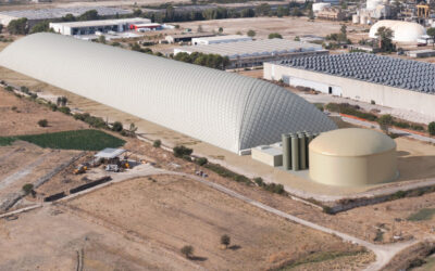 Rendering of of Energy Dome’s first full-scale CO2 Battery in Ottana, Sardinia, Italy. Image: Energy Dome.