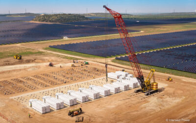 Tesla recently signed a 15.3GWh multi-year Megapack supply deal with US developer Intersect Power. Pictured is one of Intersect's project sites in Texas where Megapack units can be seen during installation. Image: Intersect Power