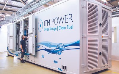 Large-scale electrolyser manufactured by UK company ITM Power. Image: ITM Power via Twitter.