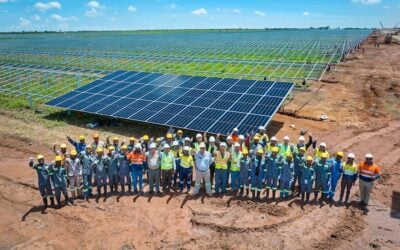 The first day of solar PV modules being laid at the project, in January 2026.