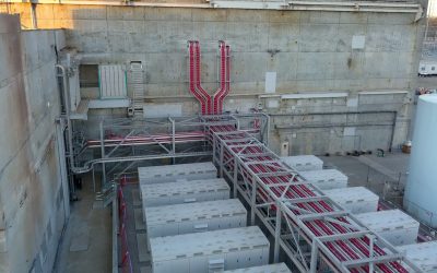 Cabling and inverters at Moss Landing Energy Storage Facility in California, the world's biggest battery storage project. Image: Vistra Energy.