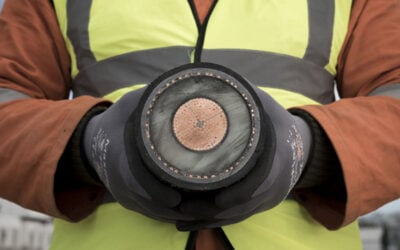 Close-up of an interconnector cable. Batteries from serval different firms were able to resolve the NSL Link failure within minutes. Image: National Grid.
