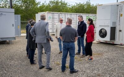 California's governor Gavin Newsom (second from right) visiting a BESS project. Image: Office of Governor Gavin Newsom