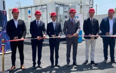Ribbon-cutting ceremony held in June as NGK handed over a NAS installation to Hungarian state-owned energy company MVM. Image: NGK Insulators