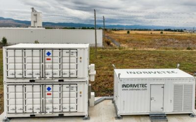 NGK containerised NAS battery units on left, next to inverter/PCS equipment at the Rollplast site in Kostinbrod, Bulgaria. Image: NGK.