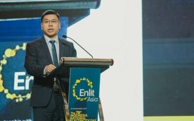 Huawei's Nicholas Ma gives the opening address at Enlit Asia. Image: Huawei.