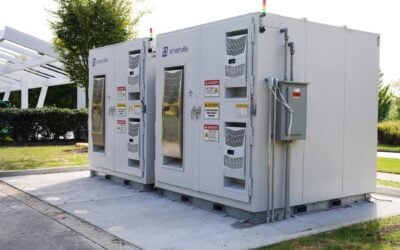 Second life BESS units using Nissan Leaf EV batteries at the carmaker's office headquarters in Franklin, Tennessee. Image: Nissan Motor Company.