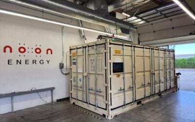 Noon Energy's first reversible oxide fuel cell battery demonstration unit. CEO Chris Graves says another larger commercial-scale system will be announced soon. Image: Noon Energy