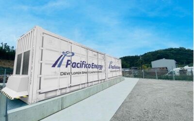One of two large-scale BESS units built and owned by Pacifico Energy which were the first in the country to start wholesale market trading of energy. Image: Pacifico Energy.