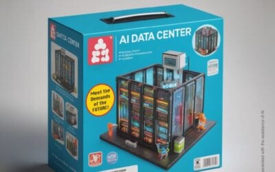 An AI-generated, tongue-in-cheek promo image for Peak Energy, showcasing the company's targeting of the data centre market with its Na-ion products. Image: Peak Energy.