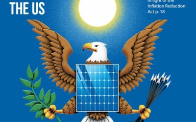 The US solar PV market post-IRA is the focus of Vol36's cover feature. Illustration by Luca D’Urbino for Solar Media.