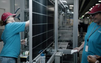 Inside Q CELLS' PV module assembly plant in Dalton, Georgia. Image: Q CELLS.