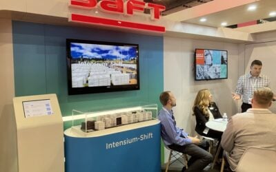 Saft's products on show at RE+ included Intensium Shift, the company's containerised BESS solution designed for energy shifting applications. Image: Andy Colthorpe / Solar Media