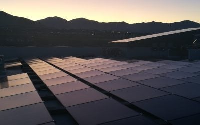 sonnen battery storage units, rooftop solar PV and a special transparent display model at the Soleil Lofts media launch in 2019. Images: Andy Colthorpe / Solar Media