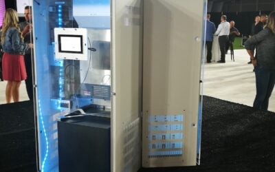 sonnen battery system with transparent front panel for display.