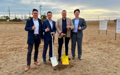 Sungrow director Thomas Hou (second from left) at the Templer's project groundbreaking, around 60km from Adelaide, South Australia. Image: Sungrow