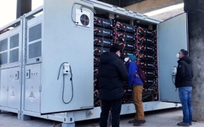 Set up for recent large-scale fire testing by Trina Storage of its Elementa 2 Pro BESS unit, in accordance with the then-current CSA:ANSI 800-2025, NFPA 855 and UL9540A codes and standards. Image: Trina Storage