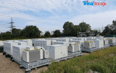 Trina Storage's first 50MW/56.2MWh BESS project was completed in 2022 in Burwell, England, using the first generation Elementa solution.  Image: Trina Storage