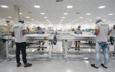 Waaree solar PV module production facility. Image: Waaree