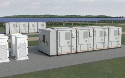 Rendering of a DC-coupled solar-plus-storage setup using  Wärtsilä BESS equipment with a DC-DC converter. Image: Valo